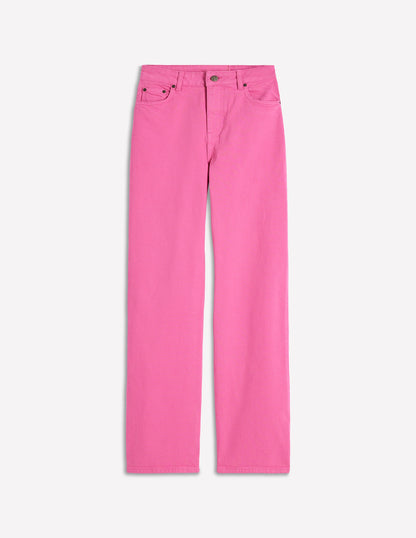 High Rise Column Leg Jeans-Bright Pink-6