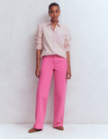 High Rise Column Leg Jeans-Bright Pink