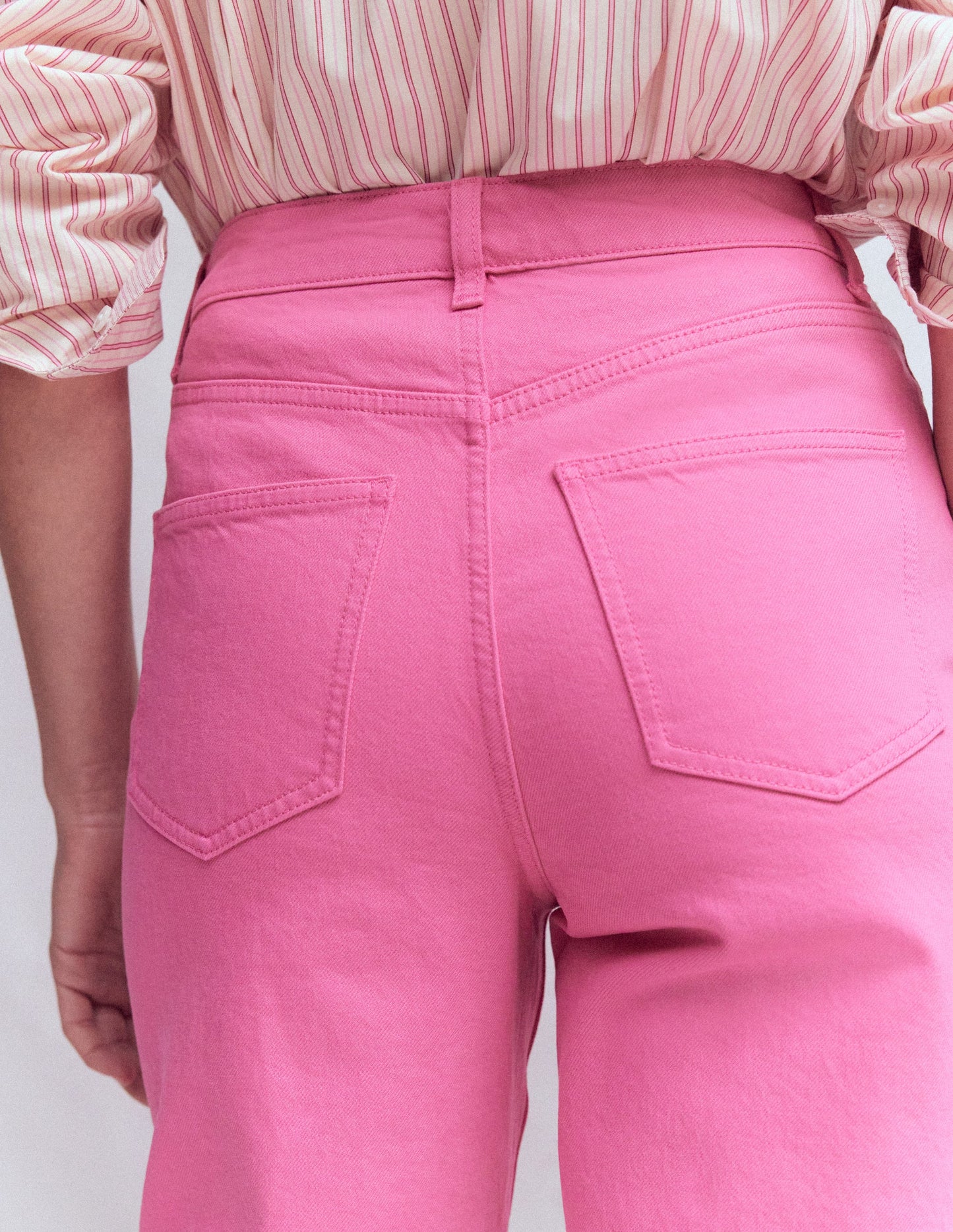 High Rise Column Leg Jeans-Bright Pink