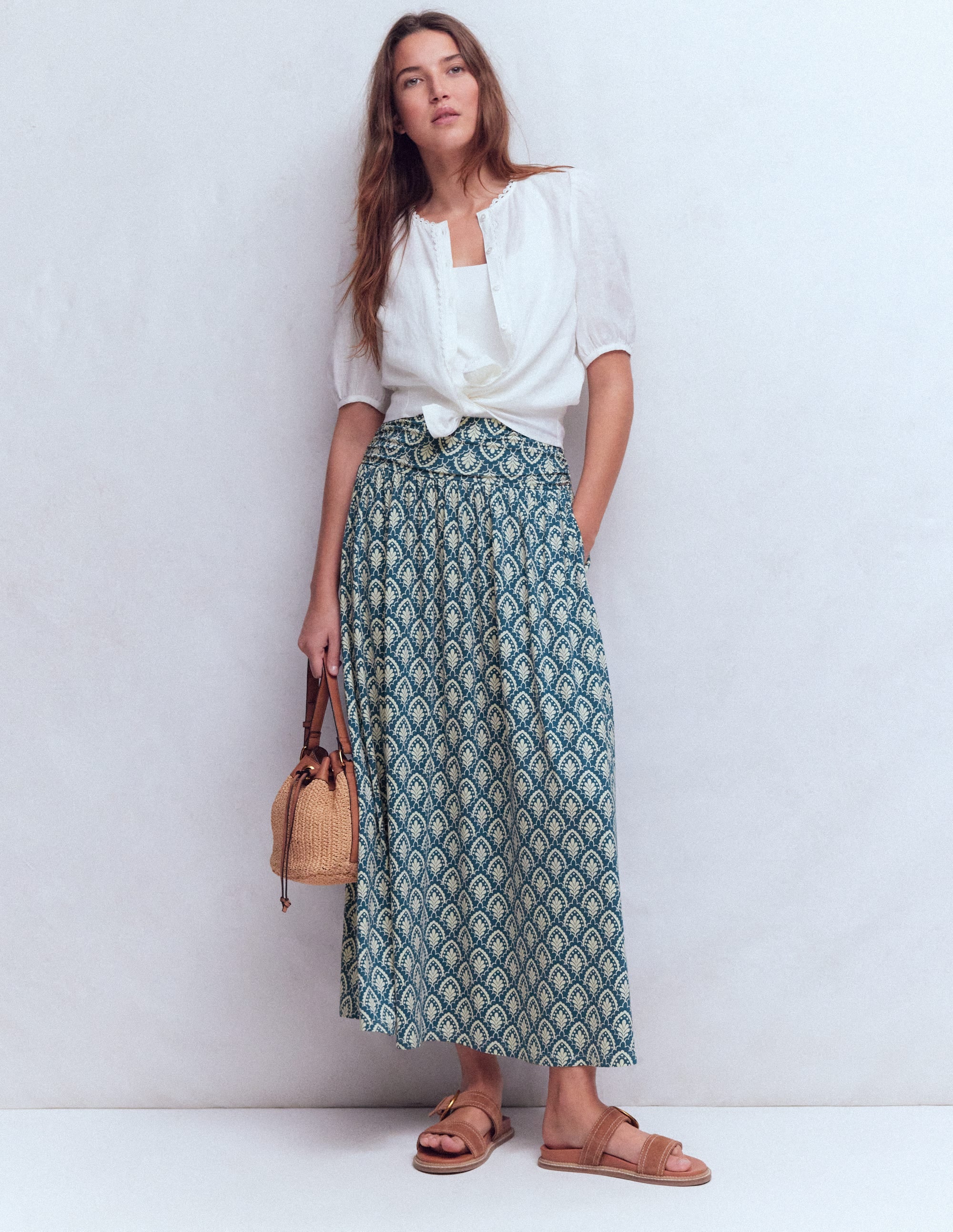 Rosaline Jersey Skirt - Blue, Petal Terrace | Boden USA