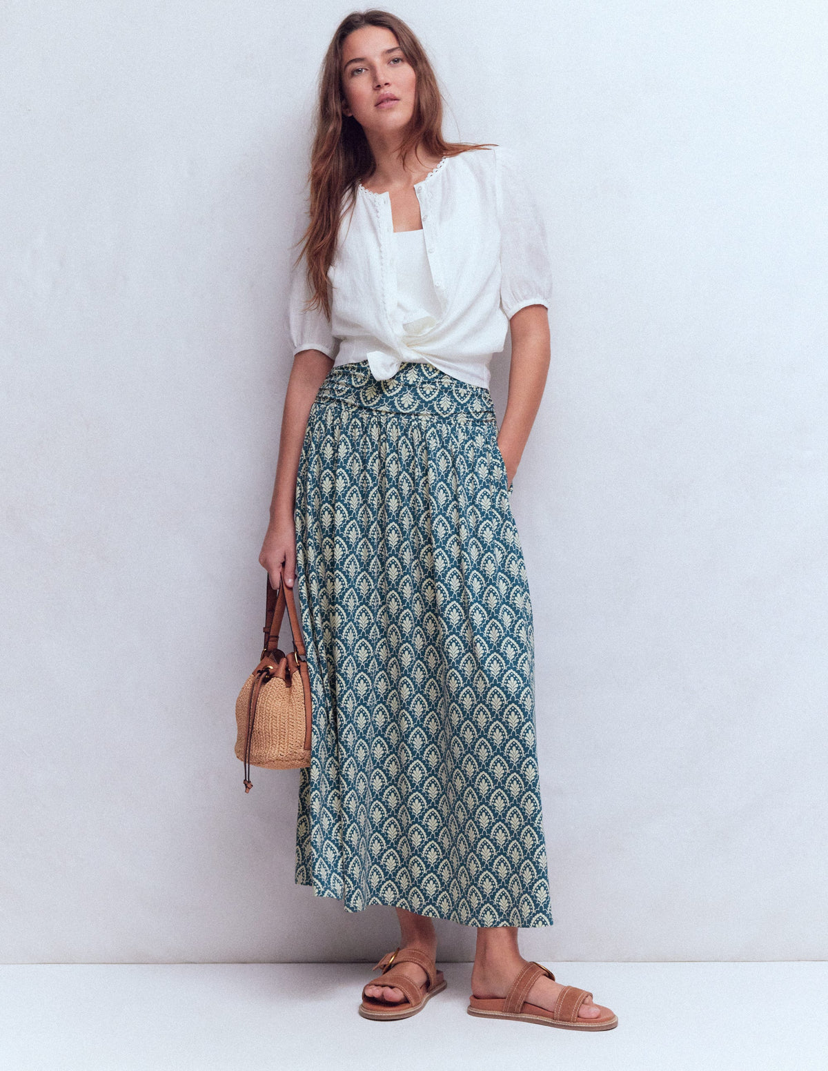 Rosaline Jersey Skirt-Blue, Petal Terrace - Image 1