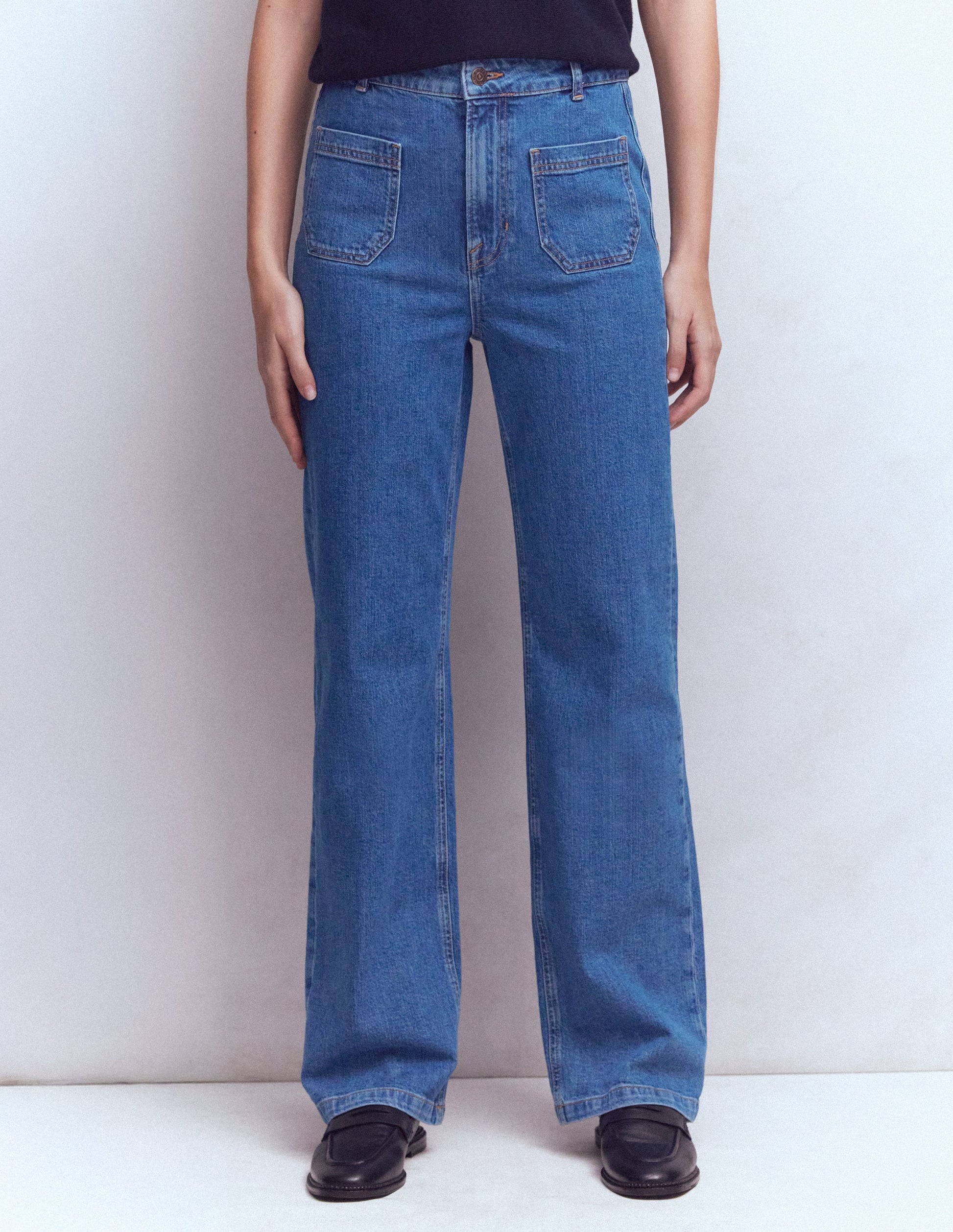 Straight Leg Pocket Jeans-Mid Vintage-4
