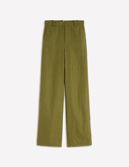 Belgravia Linen Pants-Olive Green-5