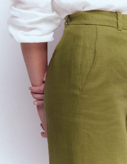 Belgravia Linen Pants-Olive Green-2