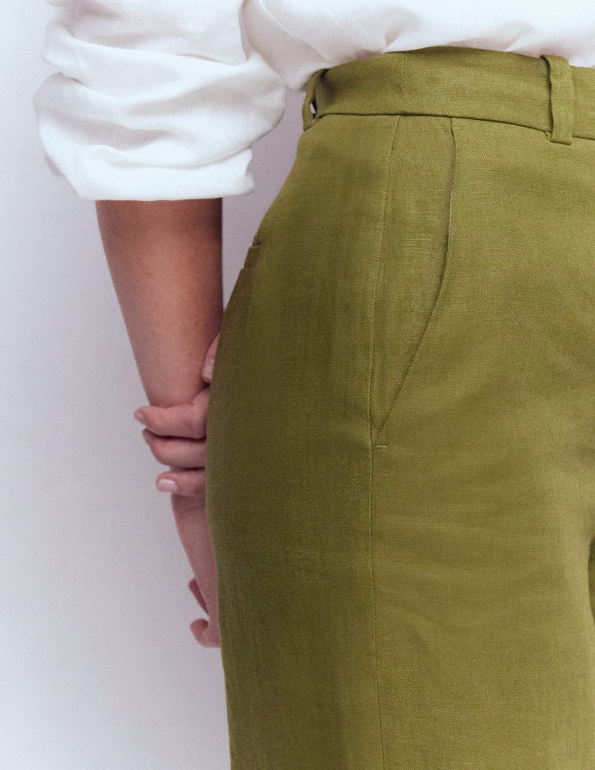Belgravia Linen Pants-Olive Green - Image 2