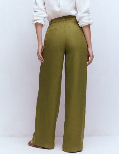 Belgravia Linen Pants-Olive Green-3