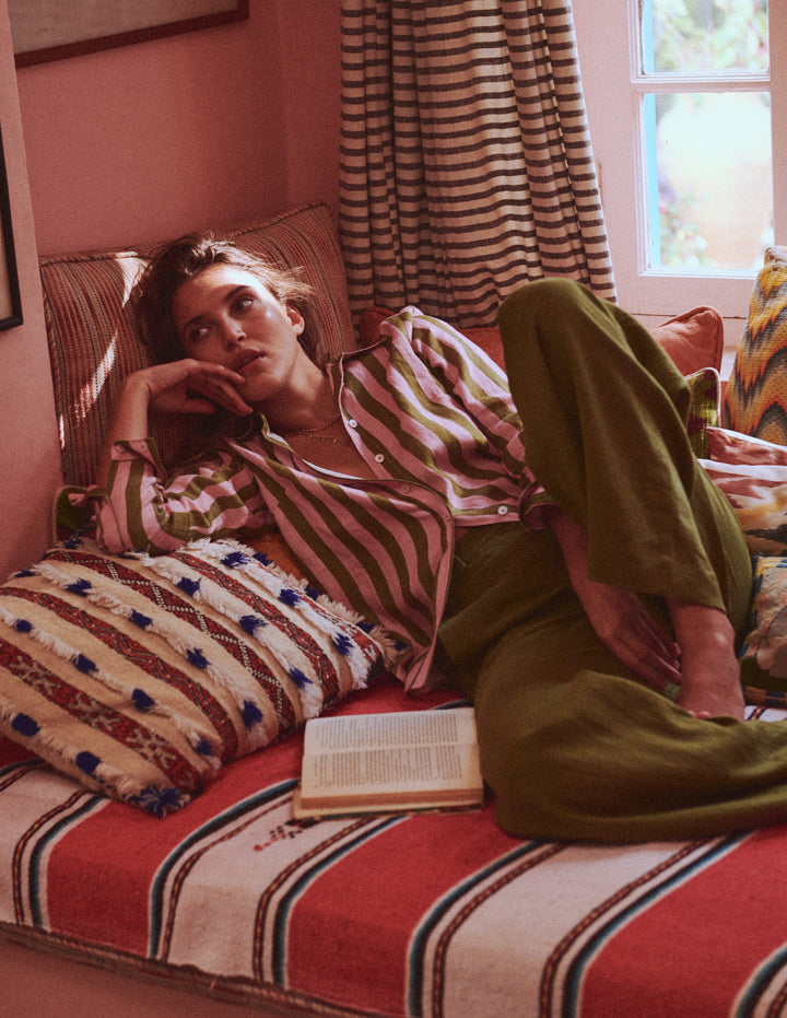 Belgravia Linen Pants-Olive Green