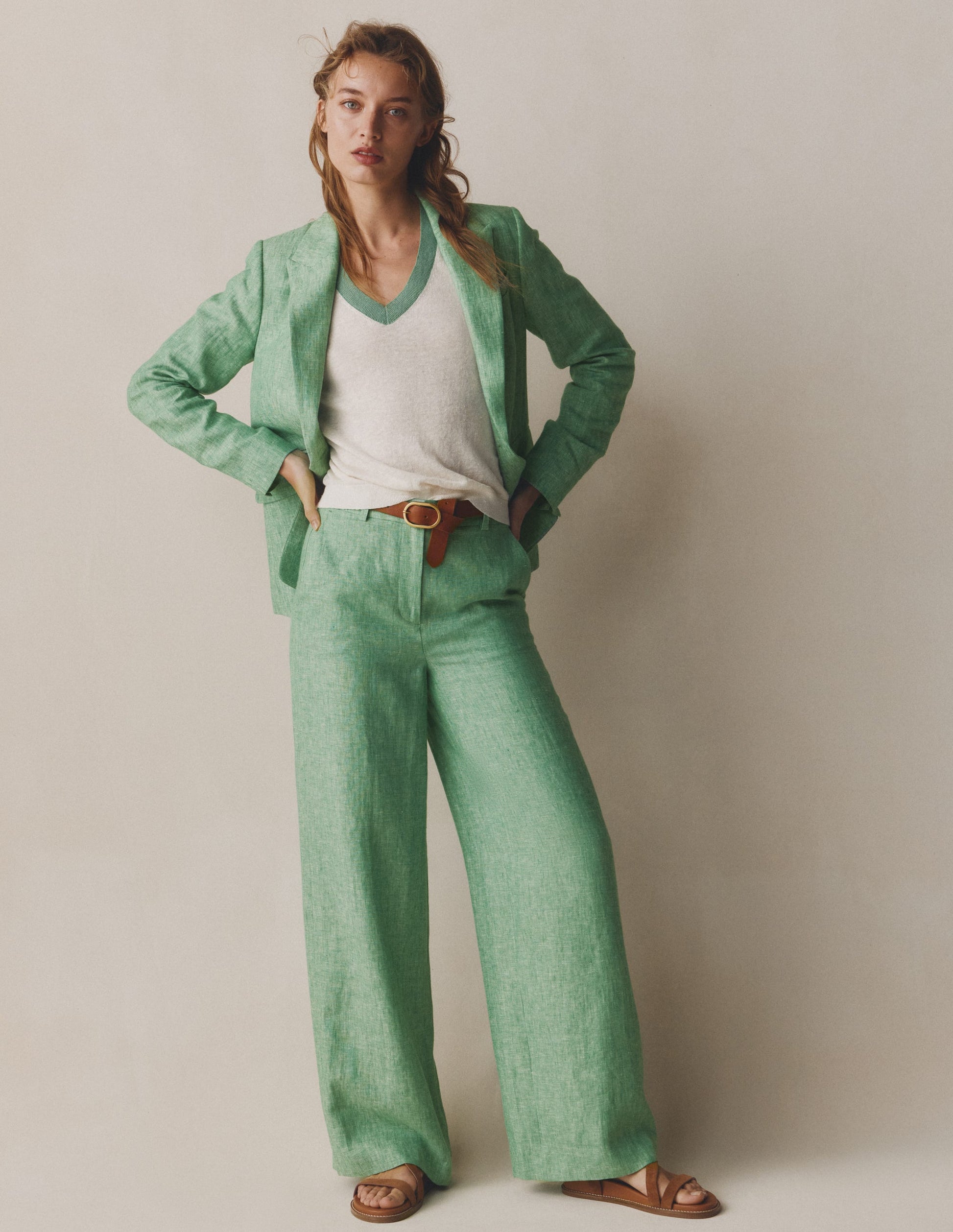 Boden Women's Belgravia Linen Pants in Green | Size 16/18 Boden Women's Belgravia Linen Pants in Green | Size 16/18