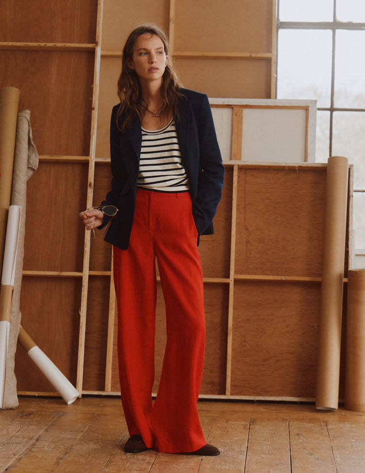 Belgravia Linen Pants-Poppy Red