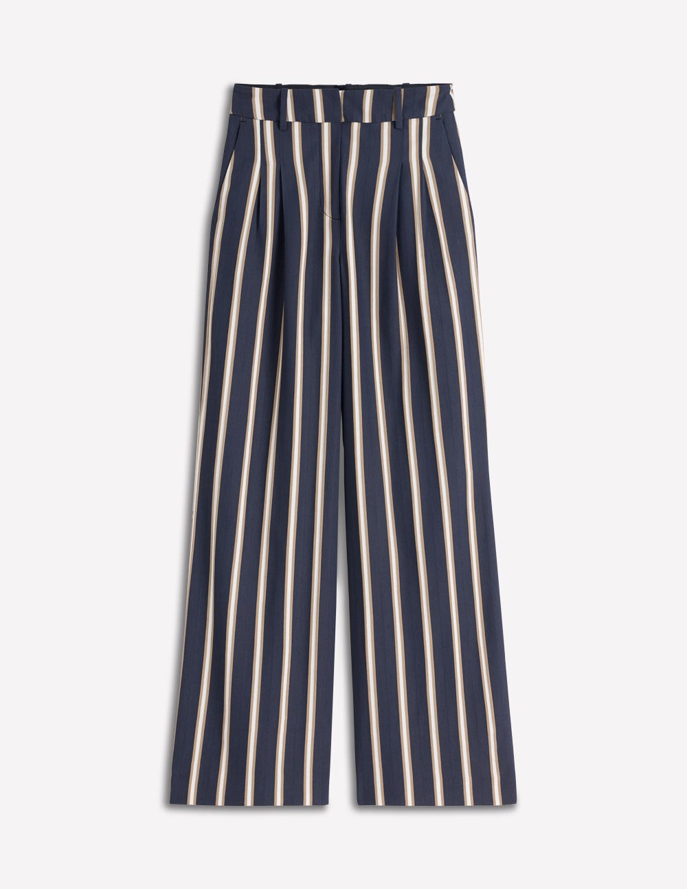 Kensington Tailored Pants-Navy Camel Tram Stripe