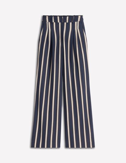 Kensington Tailored Pants-Navy Camel Tram Stripe-6