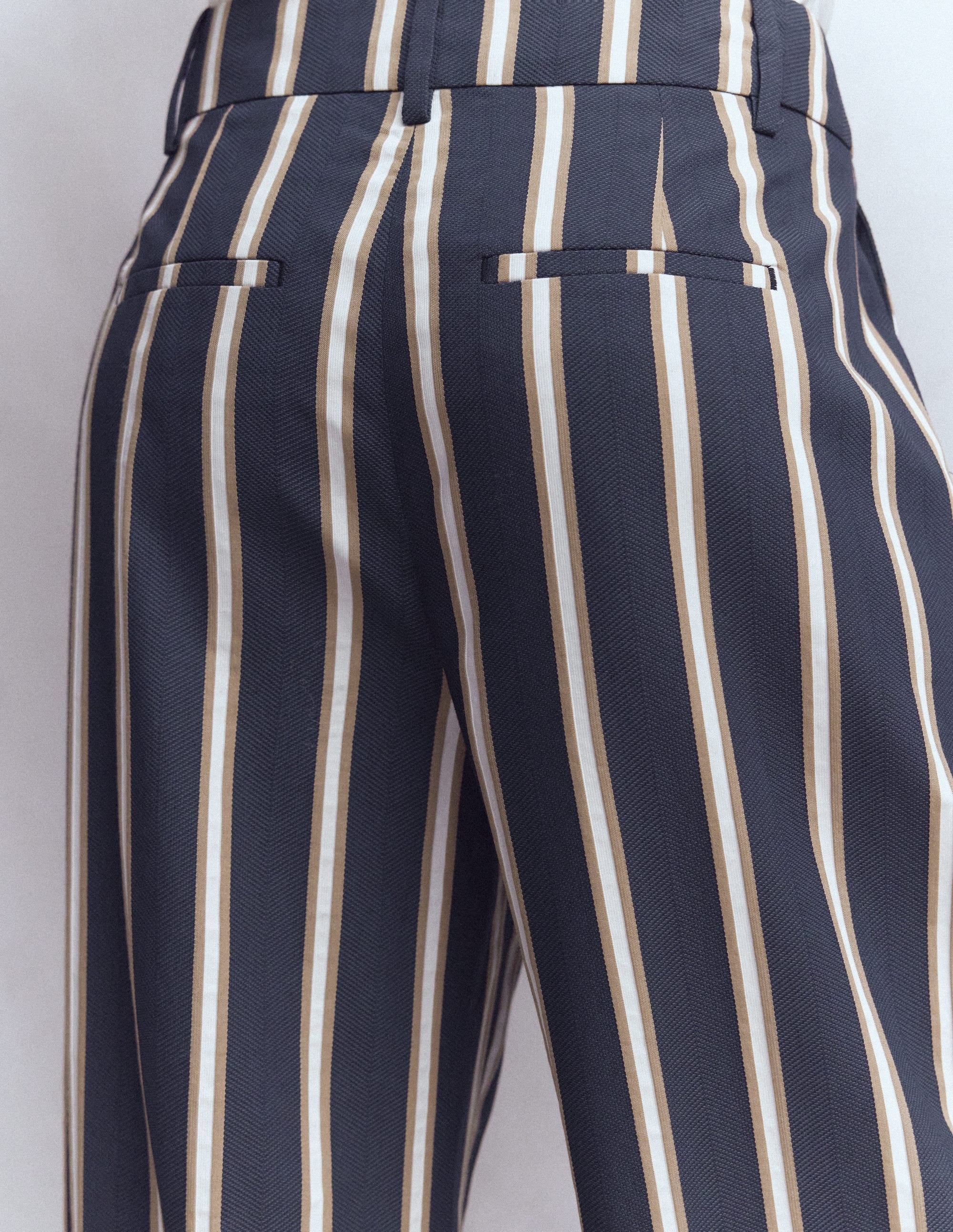 Kensington Tailored Pants-Navy Camel Tram Stripe - Image 2