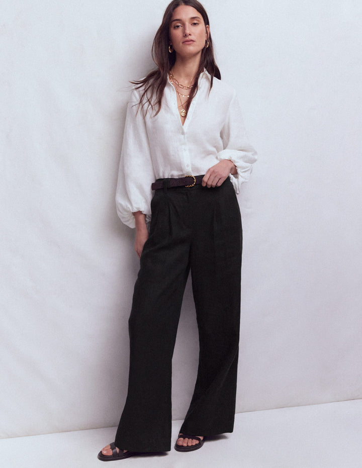 Kensington Linen Pants-Black