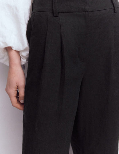 Kensington Linen Pants-Black-2