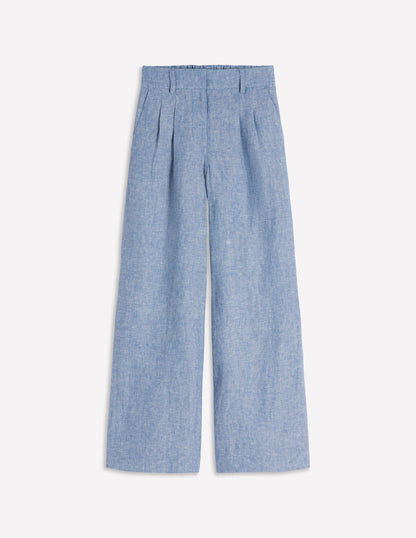 Kensington Linen Pants-Blue Chambray-5