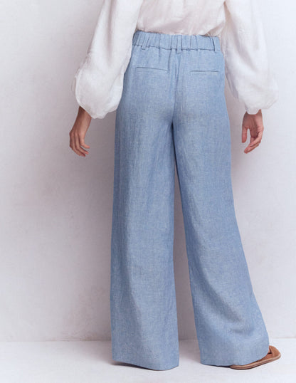 Kensington Linen Pants-Blue Chambray-3