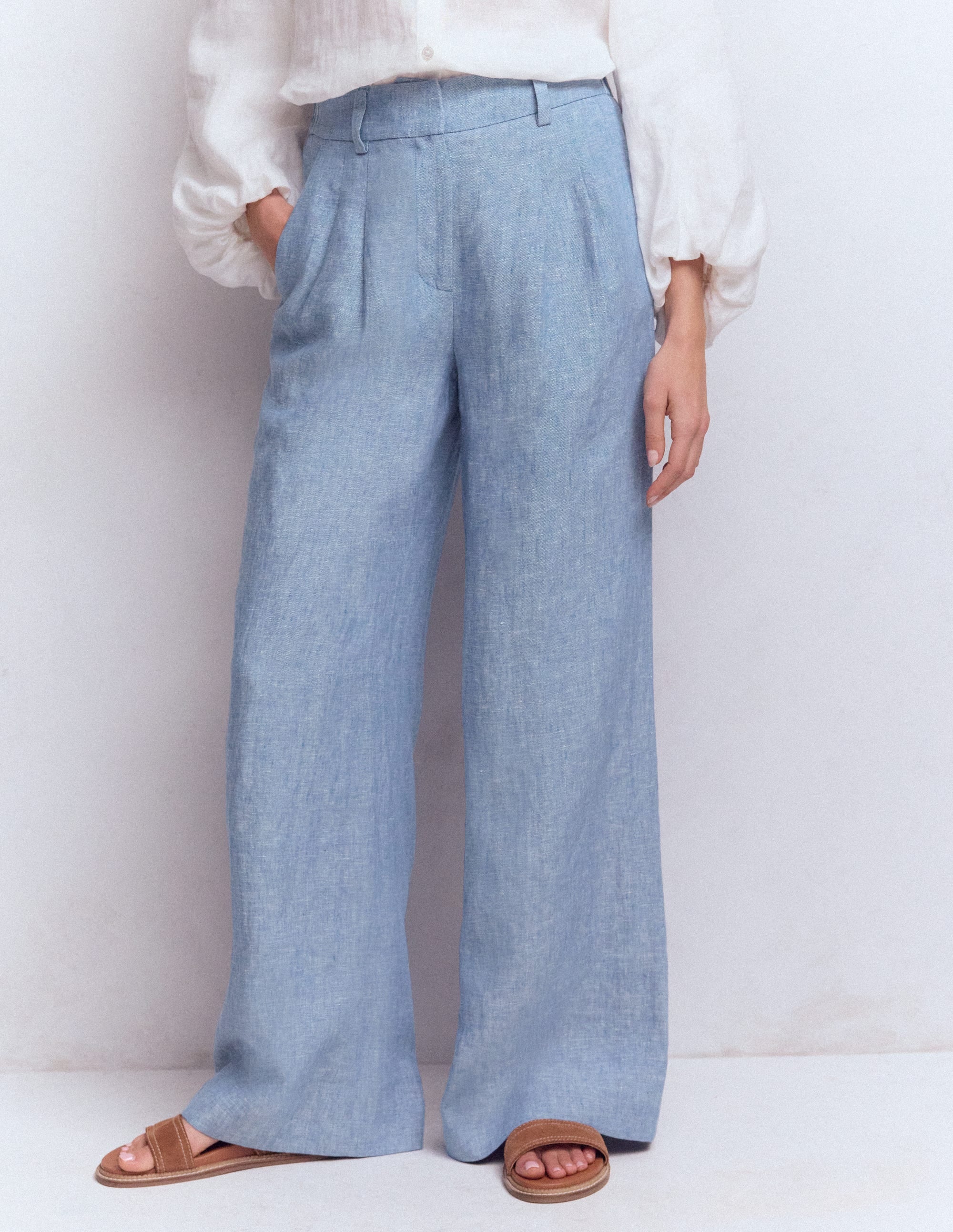 Kensington Linen Pants-Blue Chambray | Boden USA