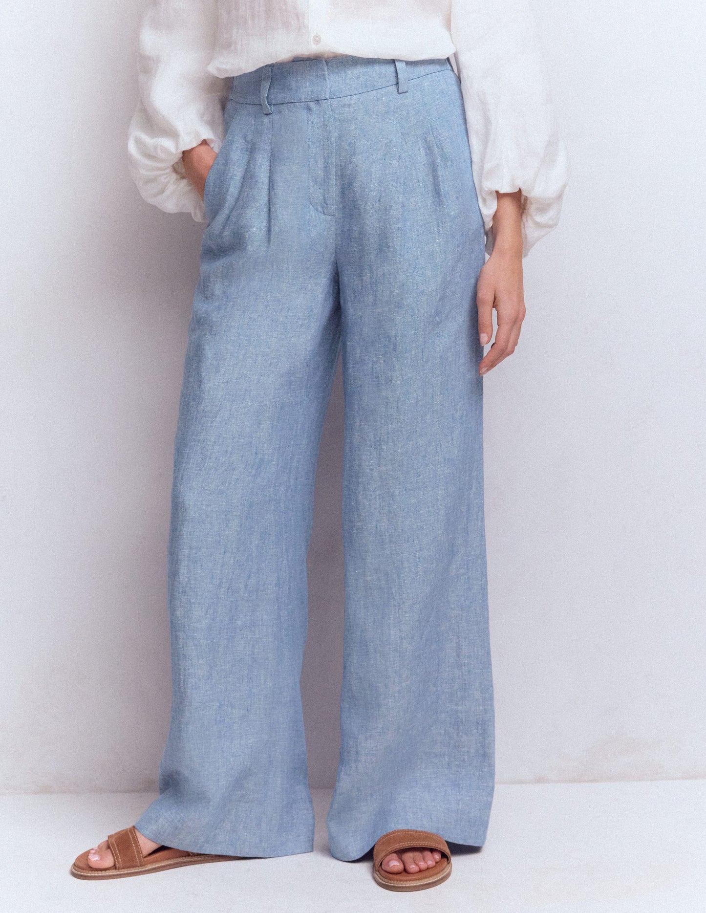 Kensington Linen Pants-Blue Chambray