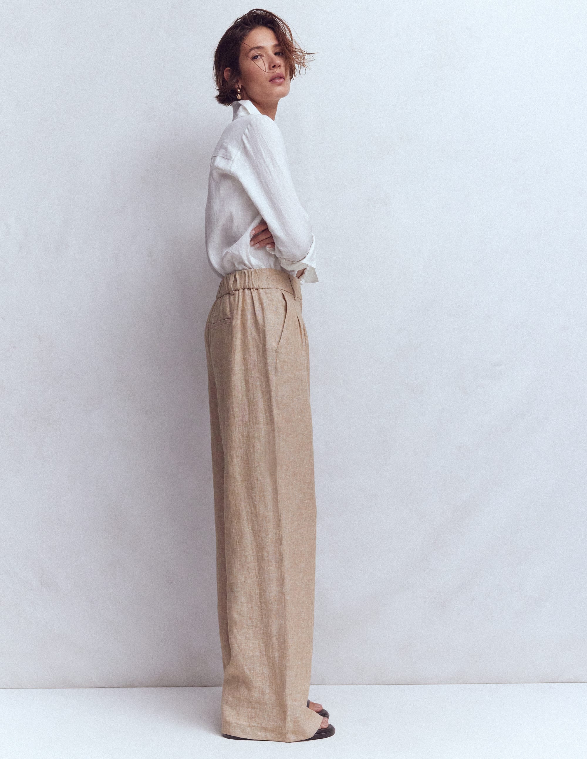Kensington Linen Pants-Cappuccino Chambray | Boden USA