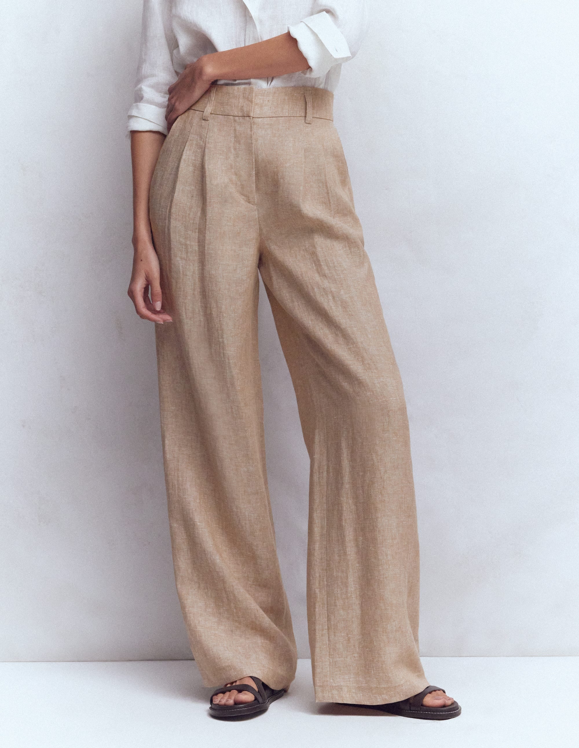 Kensington Linen Pants-Cappuccino Chambray | Boden USA