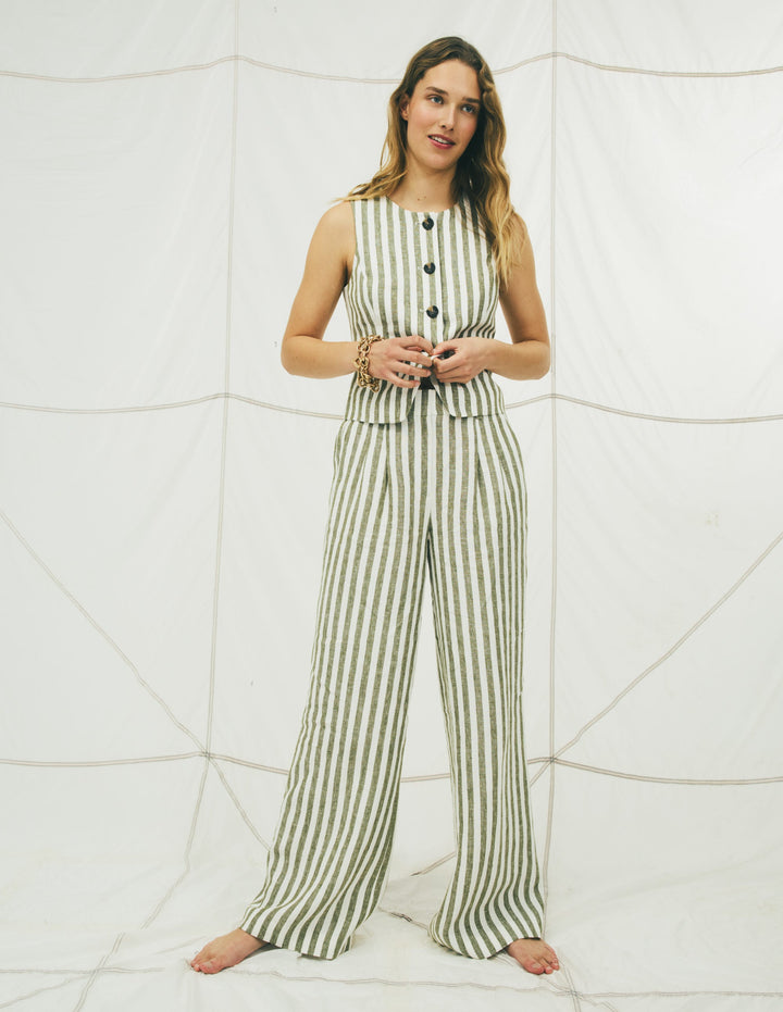 Kensington Linen Pants-Mayfly Stripe