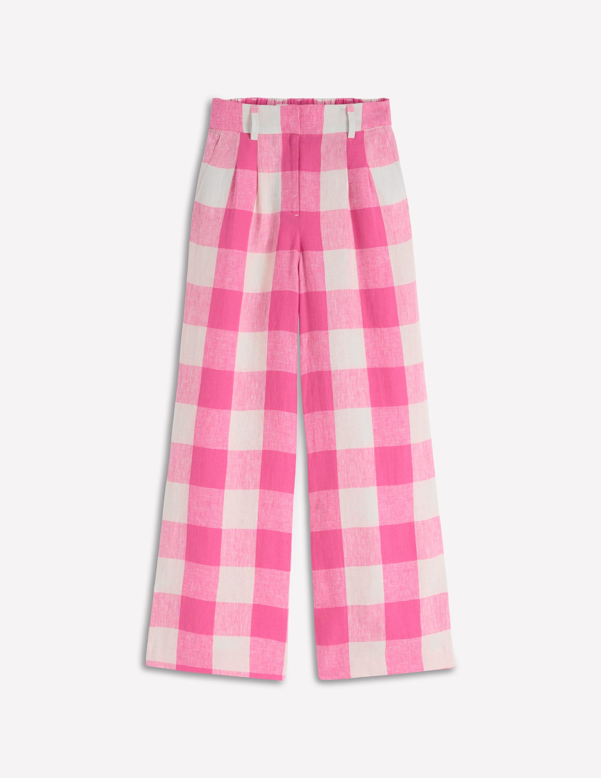 Kensington Linen Pants-Pink Punch Gingham | Boden USA