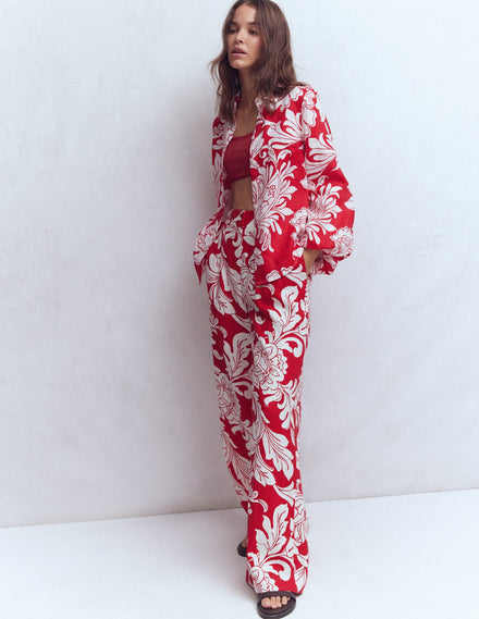 Kensington Linen Pants-Botanical Flourish