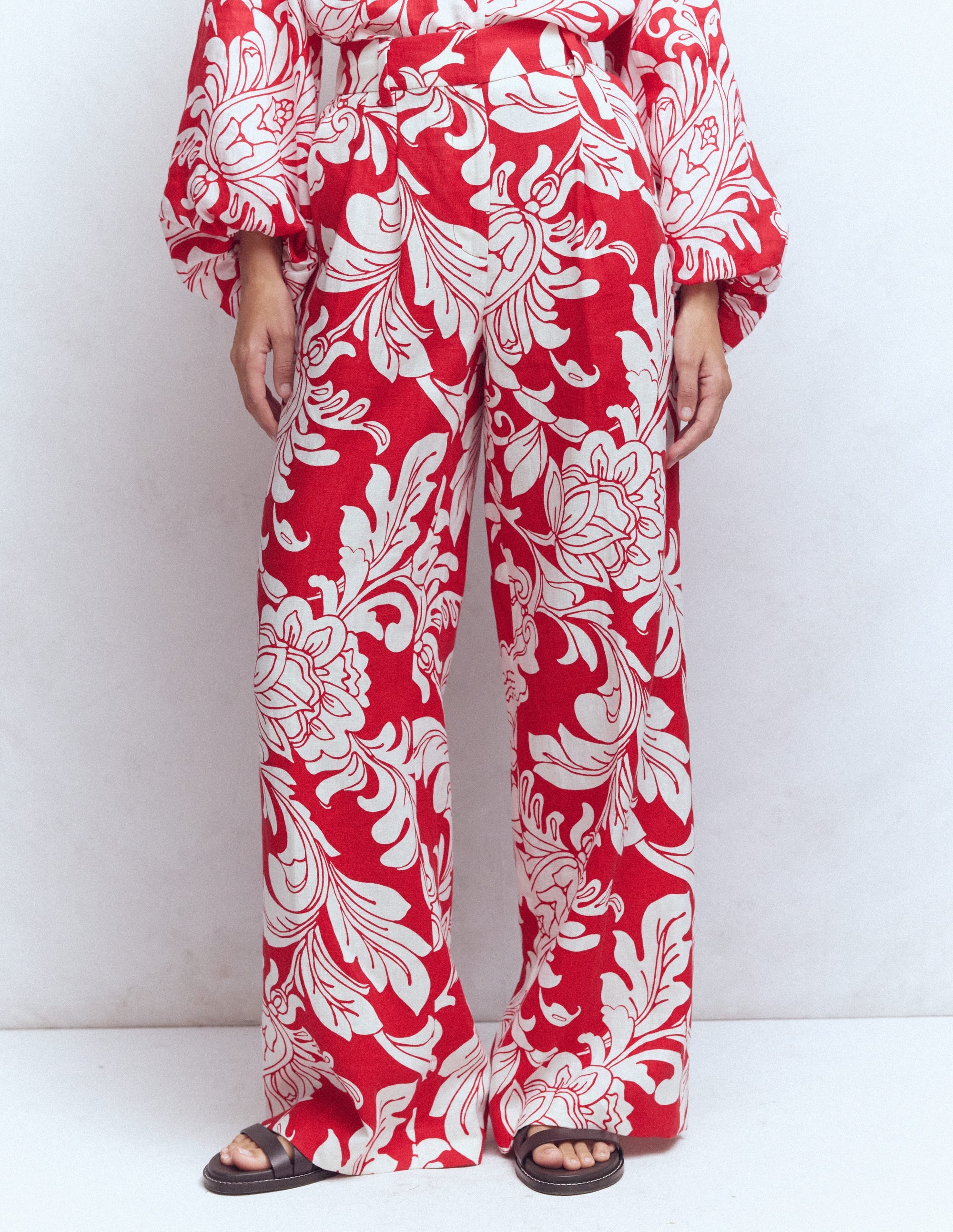 Kensington Linen Pants - Botanical Flourish | Boden USA