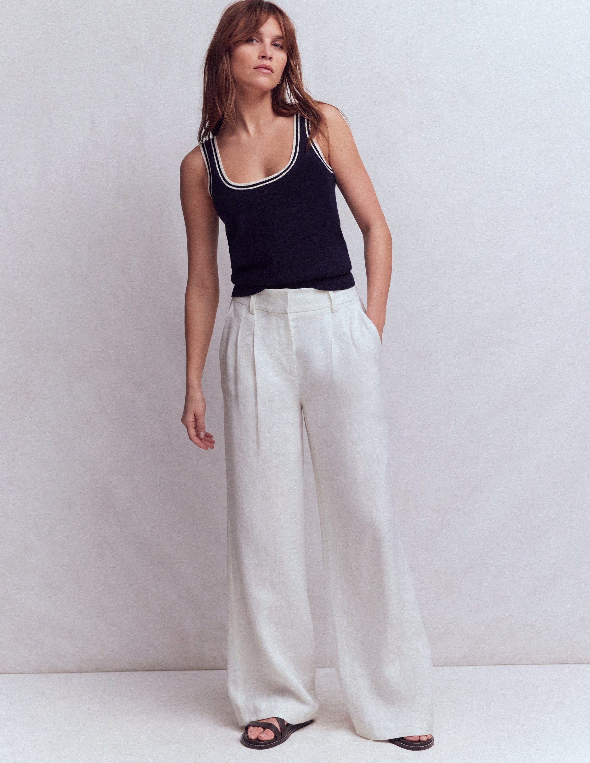 Boden Women's Kensington Linen Pants in White | Size 20/22 Boden Women's Kensington Linen Pants in White | Size 20/22