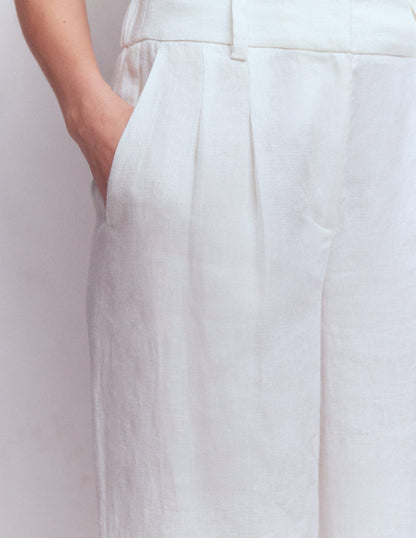 Kensington Linen Pants-White-2