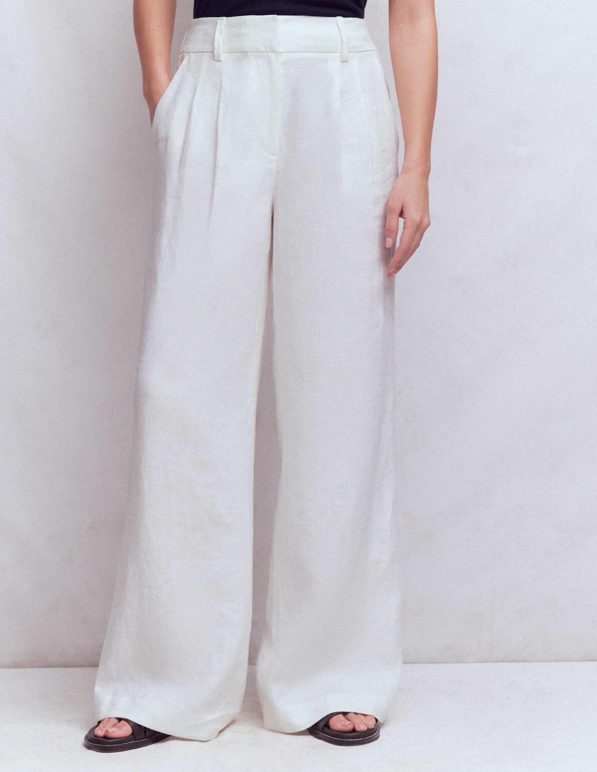Kensington Linen Pants-White-4