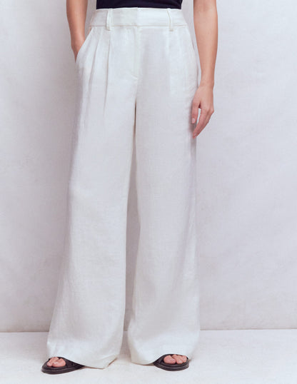 Kensington Linen Pants-White-4