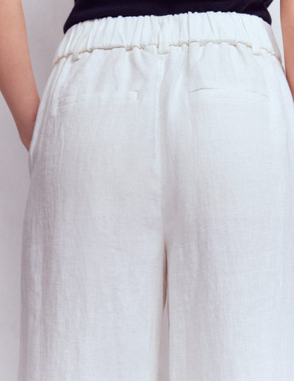 Kensington Linen Pants-White-5