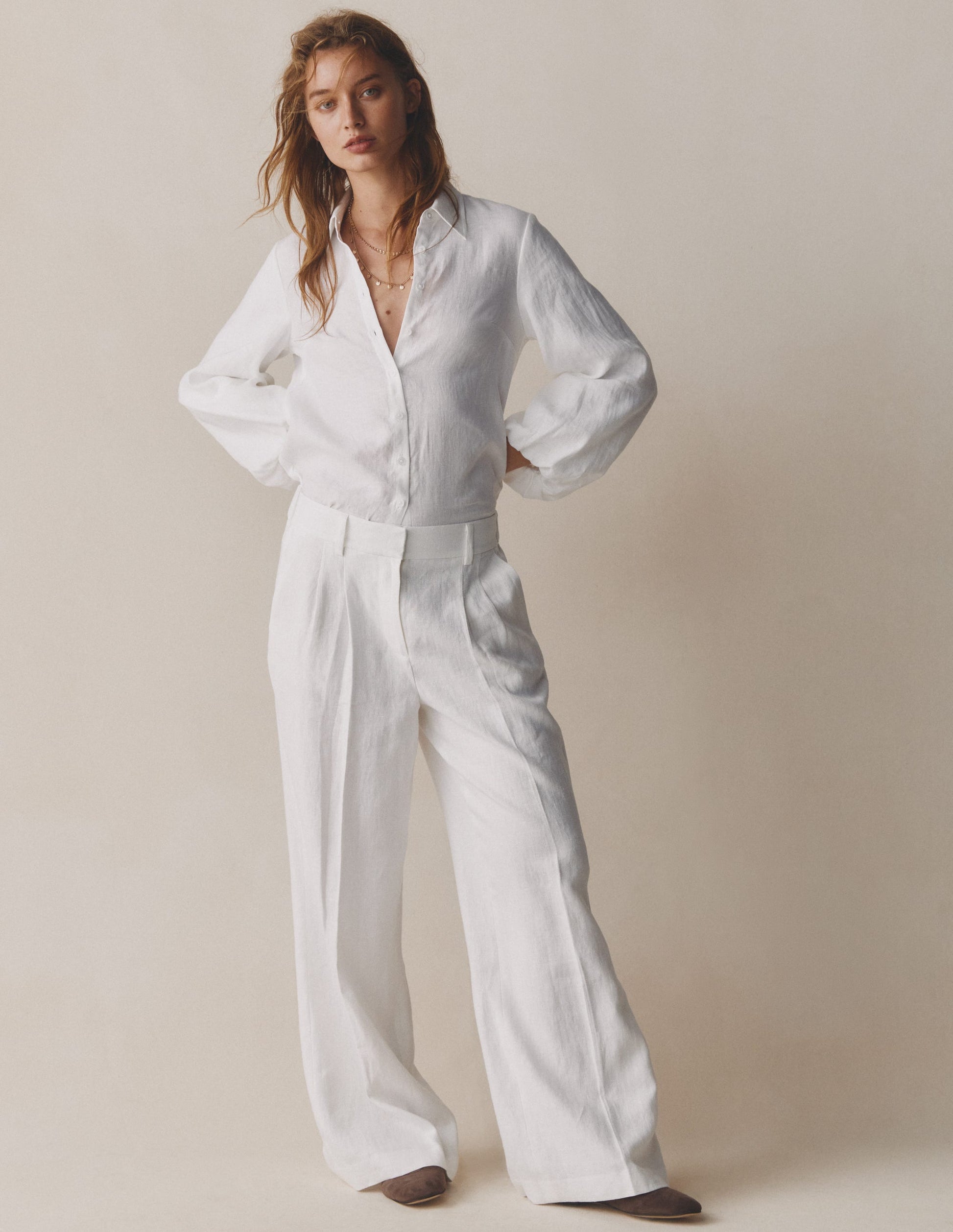 Kensington Linen Pants-White-6