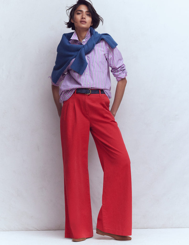 Kensington Wide Leg Pants-Poppy Red