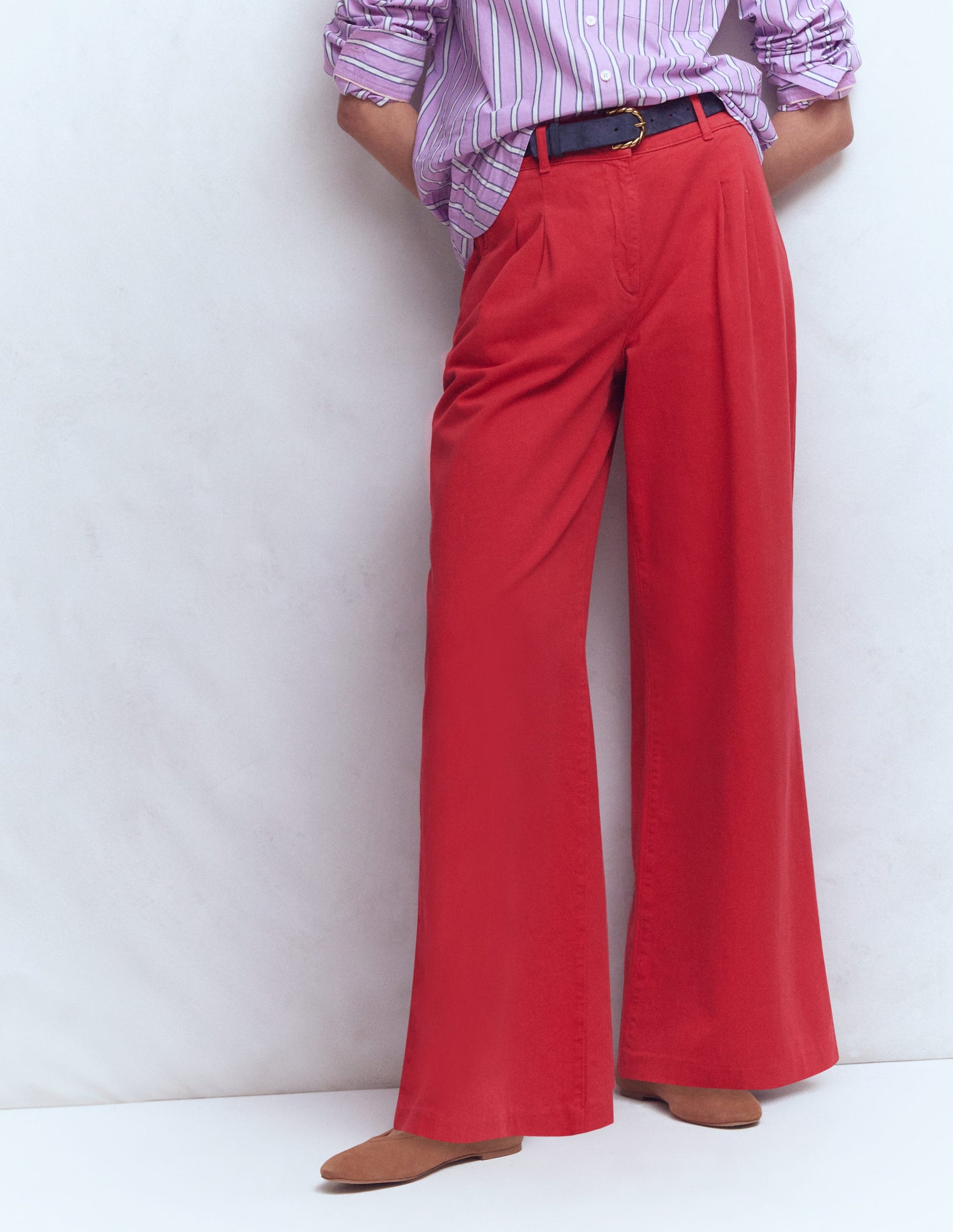 Kensington Wide Leg Pants-Poppy Red-4