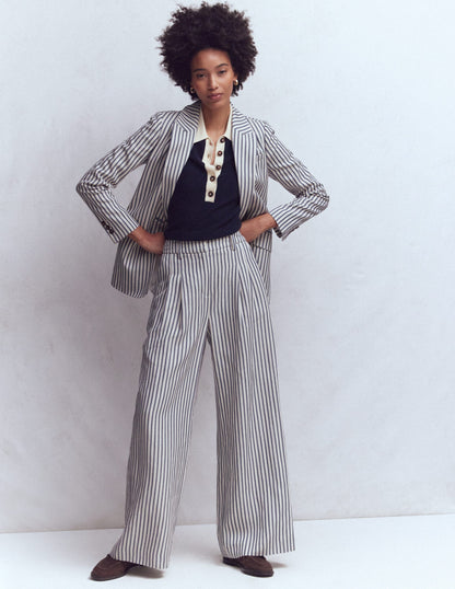 Kensington Wide Leg Pants-Blue and Ivory Stripe-1