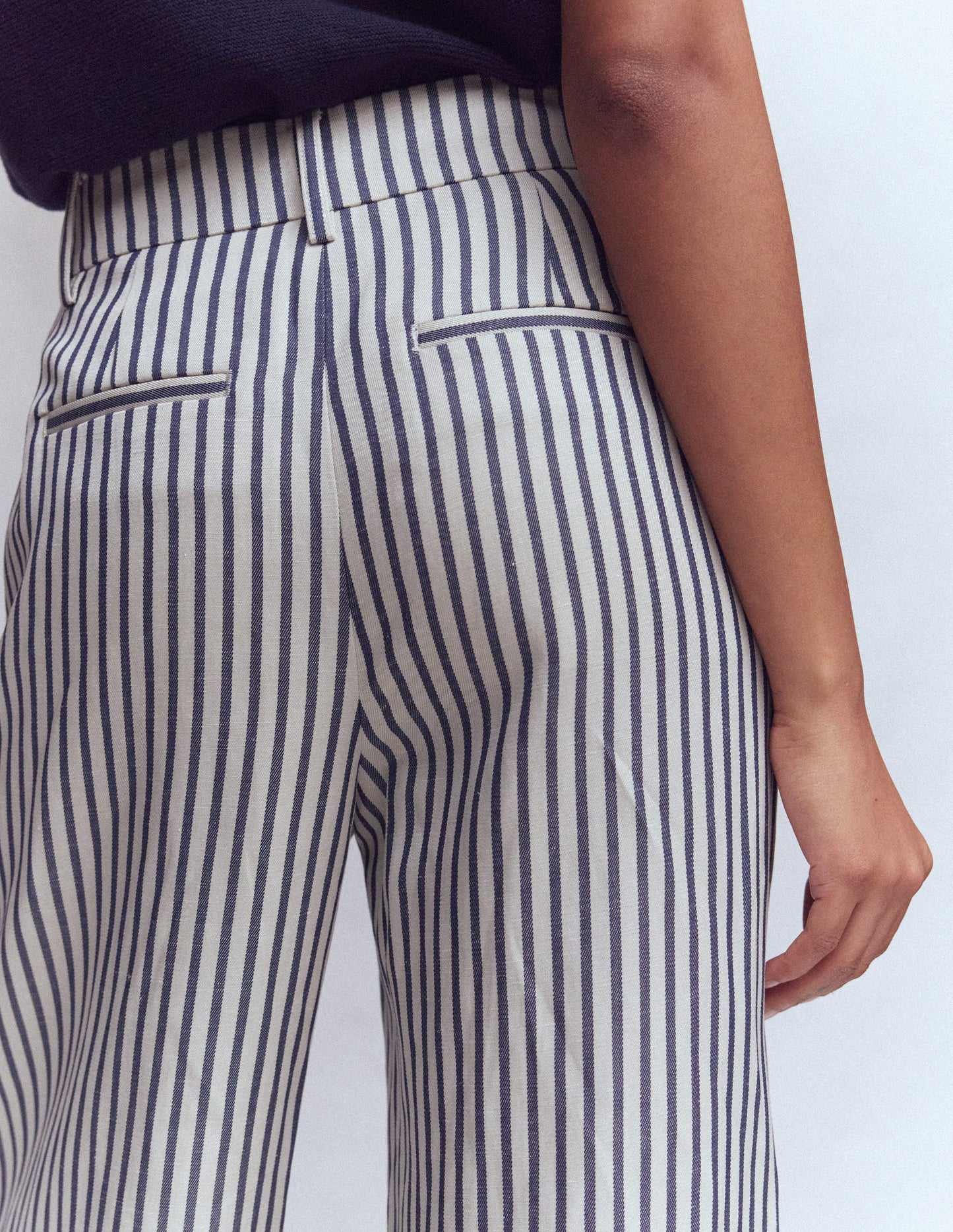 Kensington Wide Leg Pants-Blue and Ivory Stripe