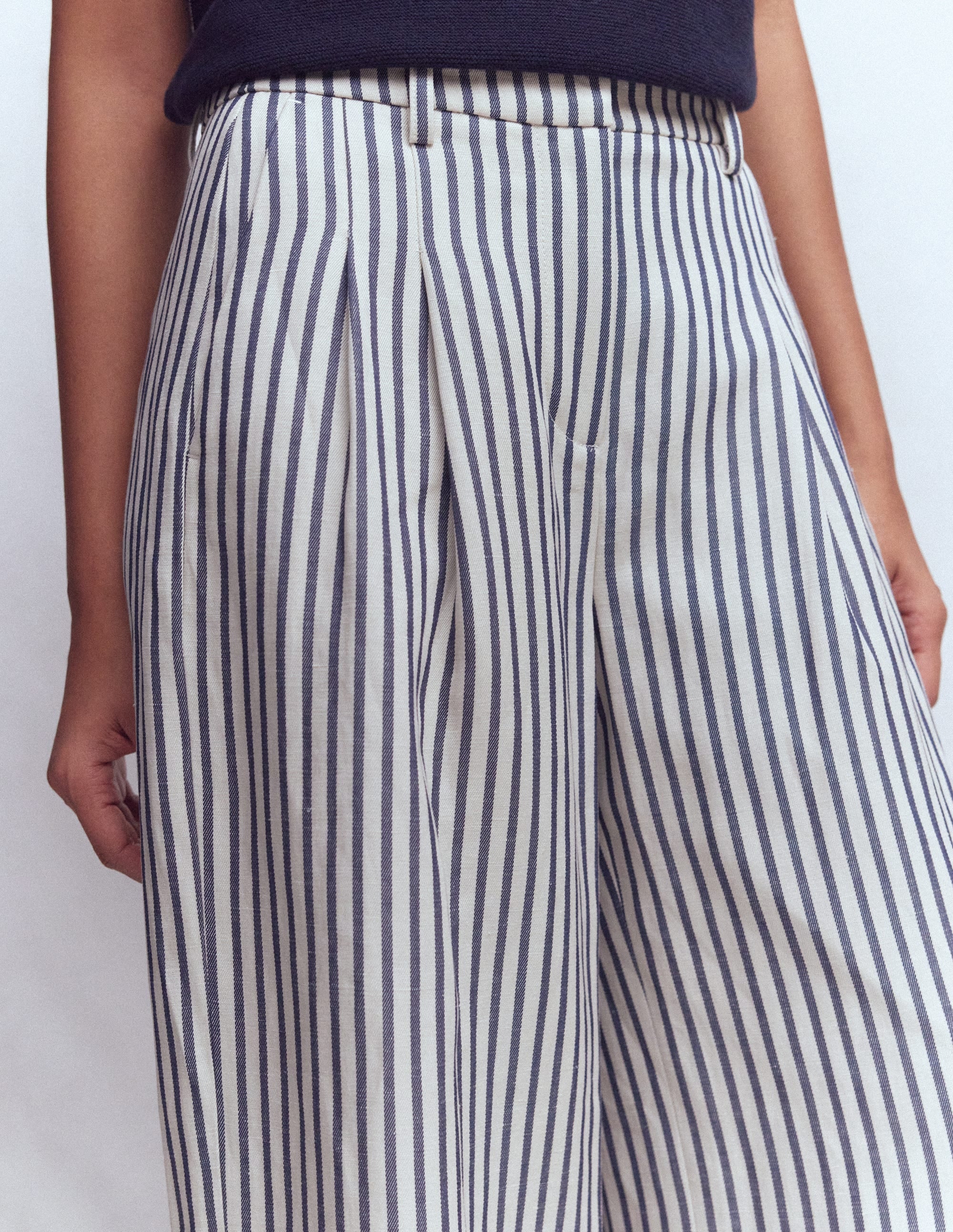 Kensington Wide Leg Pants-Blue and Ivory Stripe - Image 5