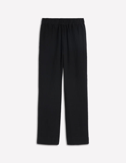 Pull-on Double Cloth Pants-Black-5