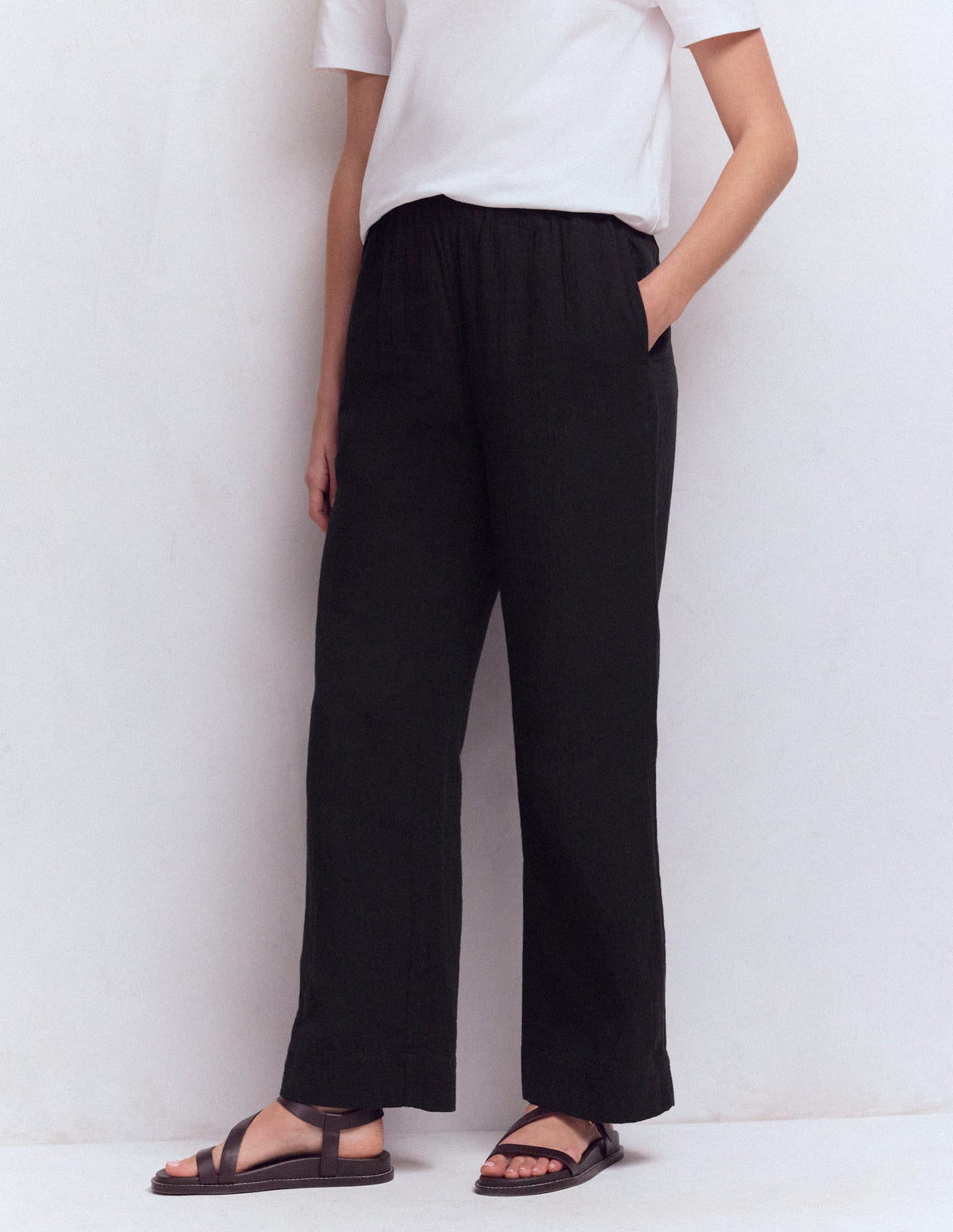 Pull On Double Cloth Pants - Black | Boden USA