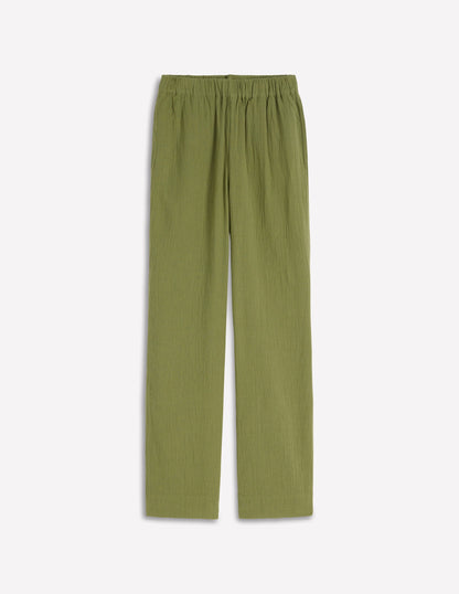Pull-on Double Cloth Pants-Olive Green-6