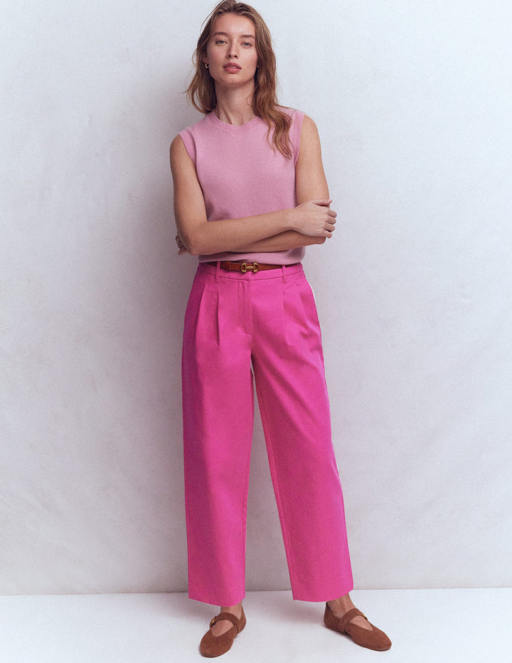 Bloomsbury Cotton Pants-Pink Peony