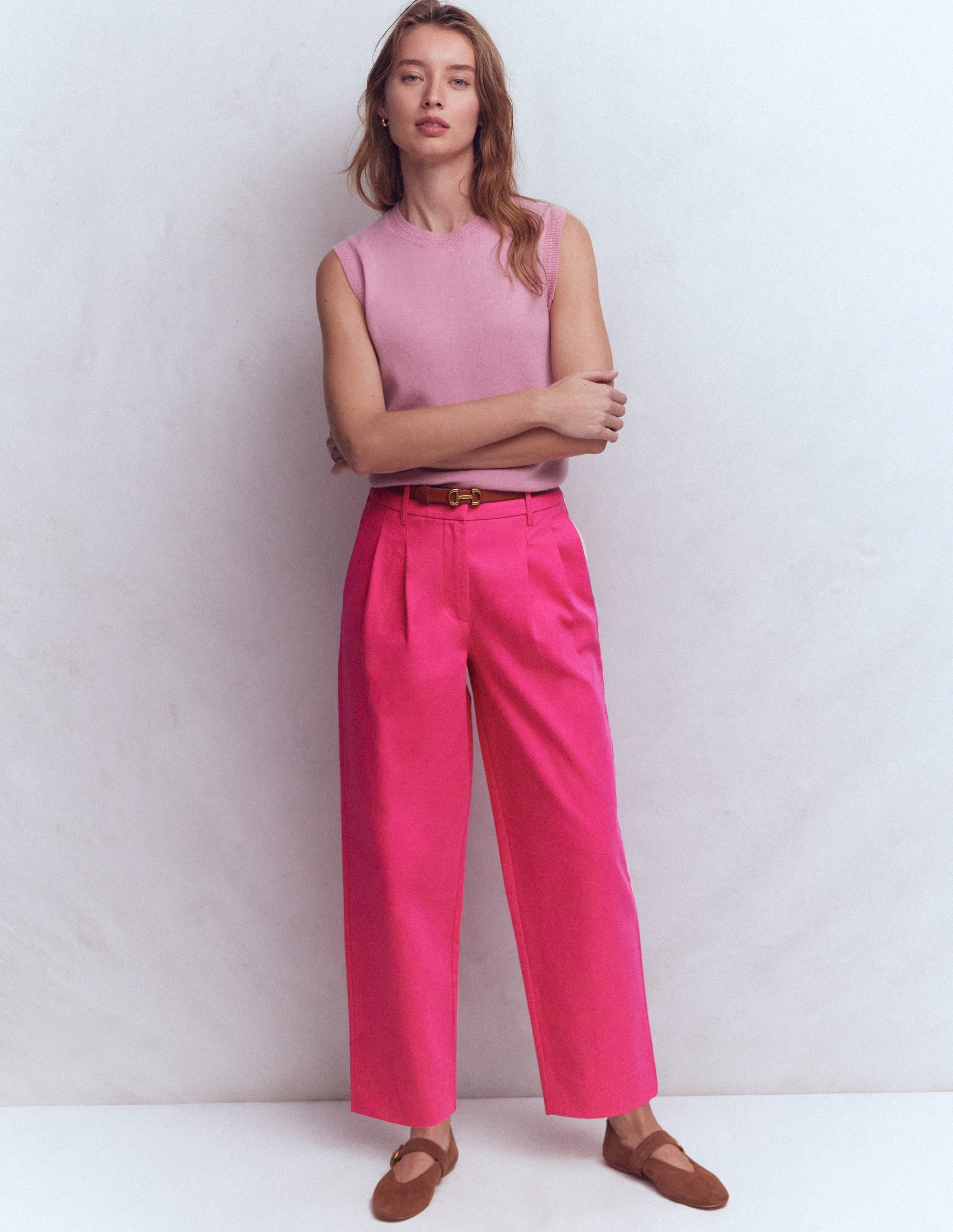 Bloomsbury Cotton Pants-Pink Peony - Image 1