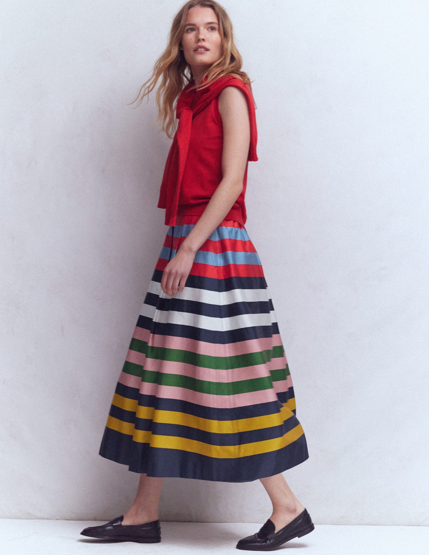 Verity Sateen Skirt-Multi Stripe