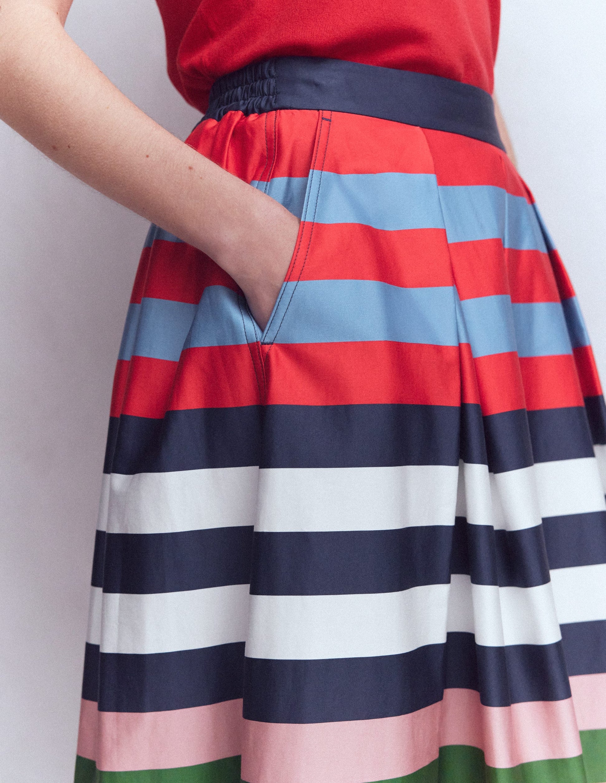 Verity Sateen Skirt-Multi Stripe-2