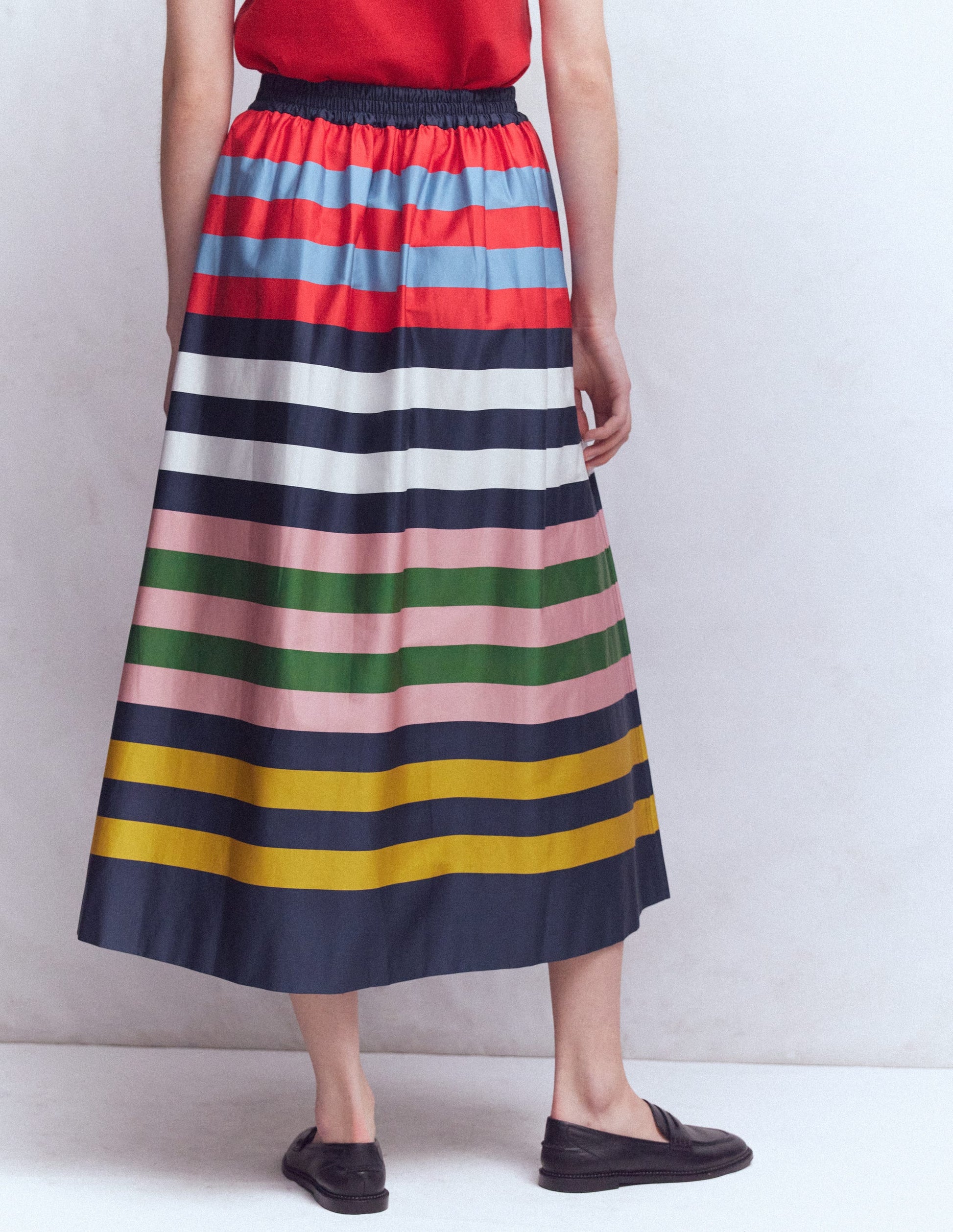 Verity Sateen Skirt-Multi Stripe-3