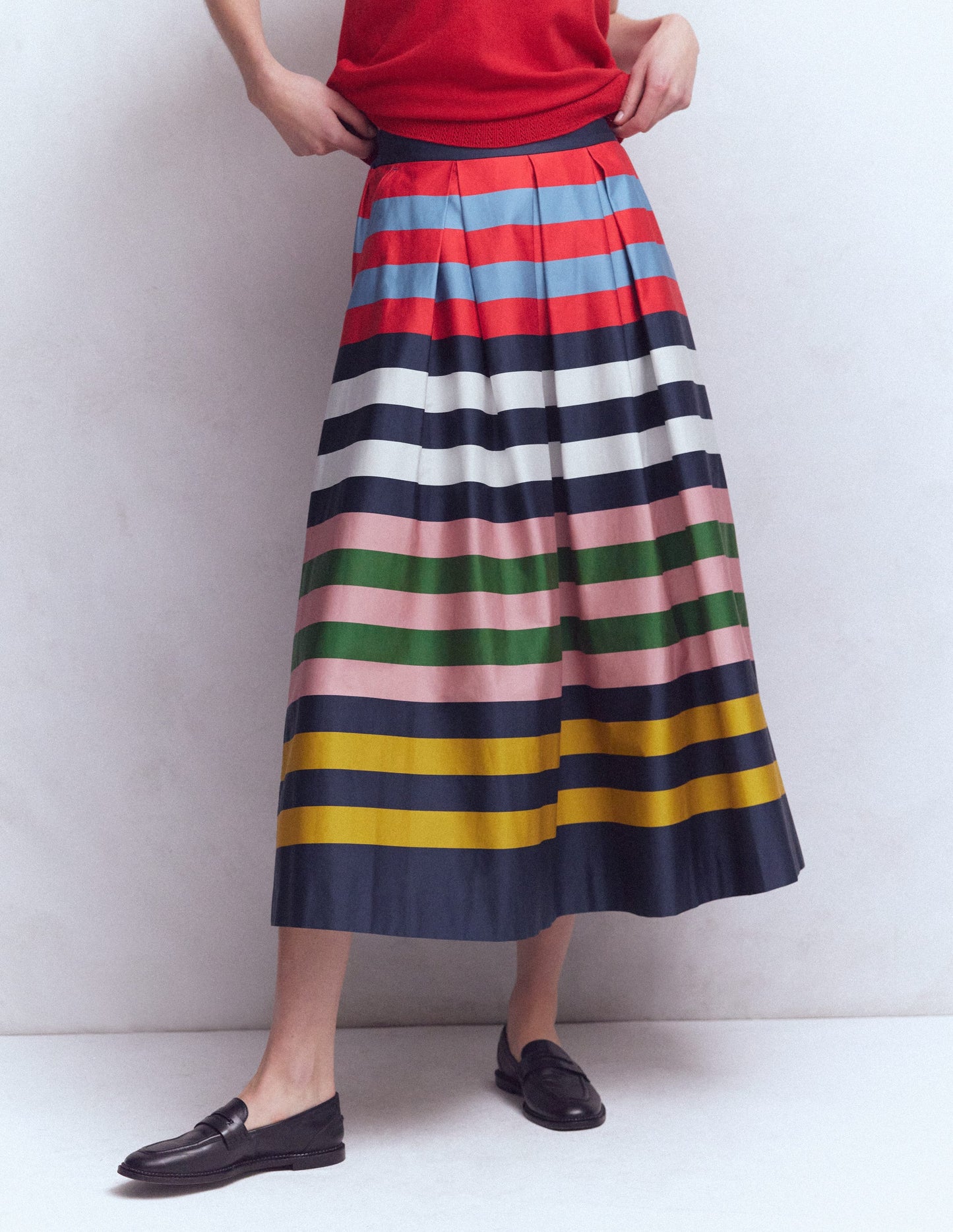 Verity Sateen Skirt-Multi Stripe