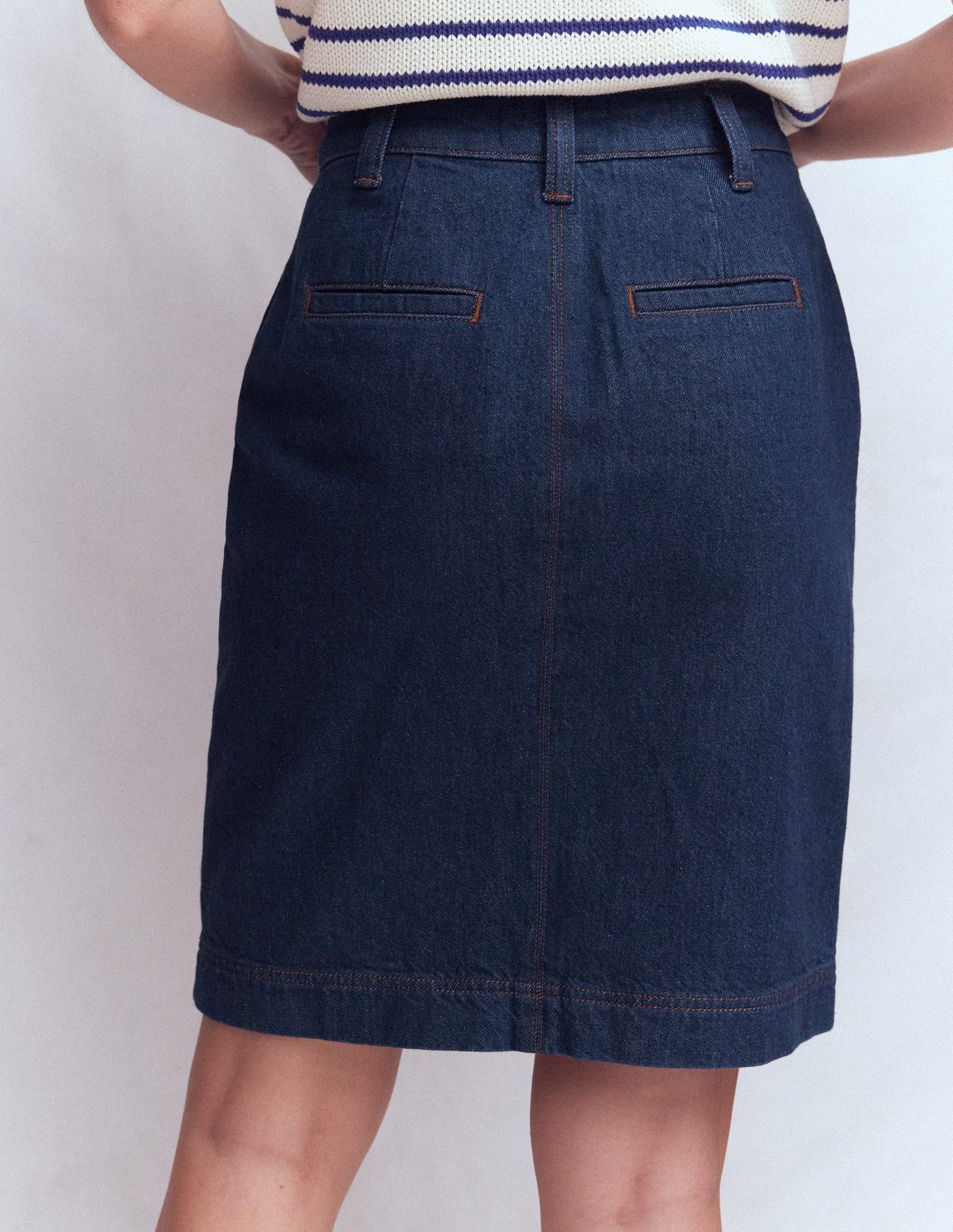 Straight Denim Skirt-Indigo-4