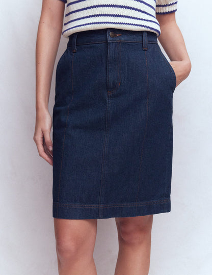 Straight Denim Skirt-Indigo-5